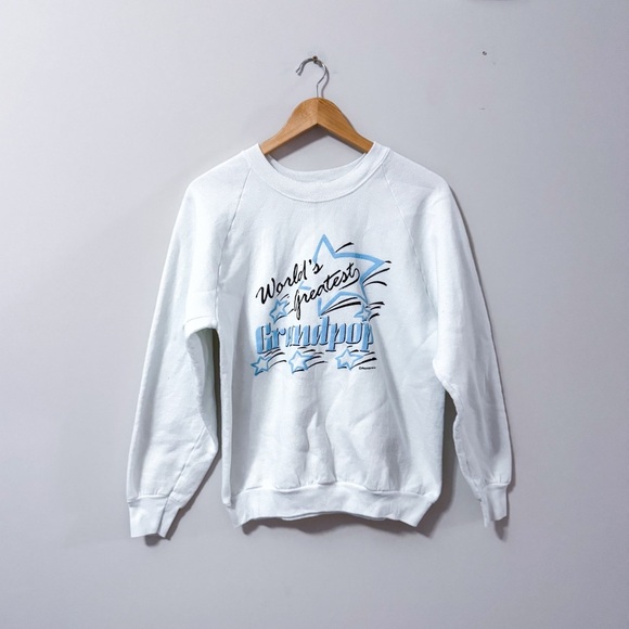 Vintage Other - Vintage VTG White Long Sleeve Worlds Greatest Grandpop Graphic Sweatshirt